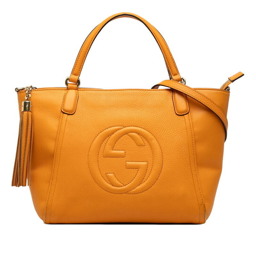 Gucci Soho Handbag Shoulder Bag Orange Leather
